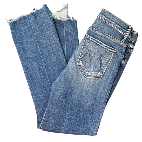 MOTHER The Insider Crop Step Chew Denim Jeans Dancing On Coals Distressed Sz 26 - Picture 6 of 12